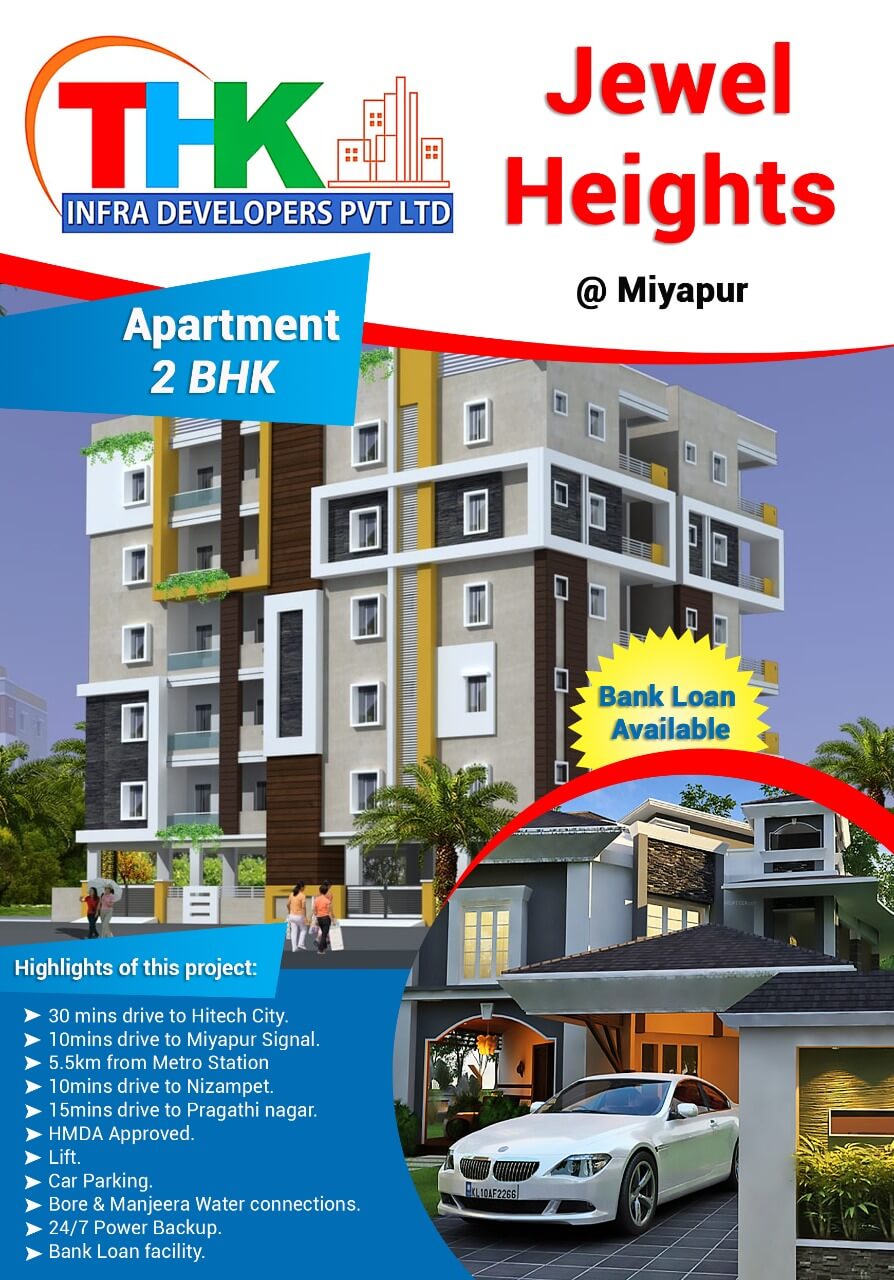 2 BHK Apartment / Flat for Sale 1165 Sq. Feet at Hyderabad, Bachupalli